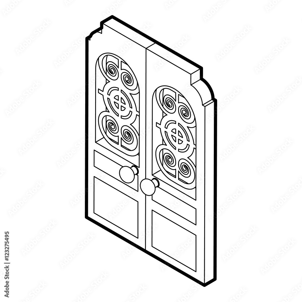 Double doors icon. Outline illustration of double doors vector icon for ...