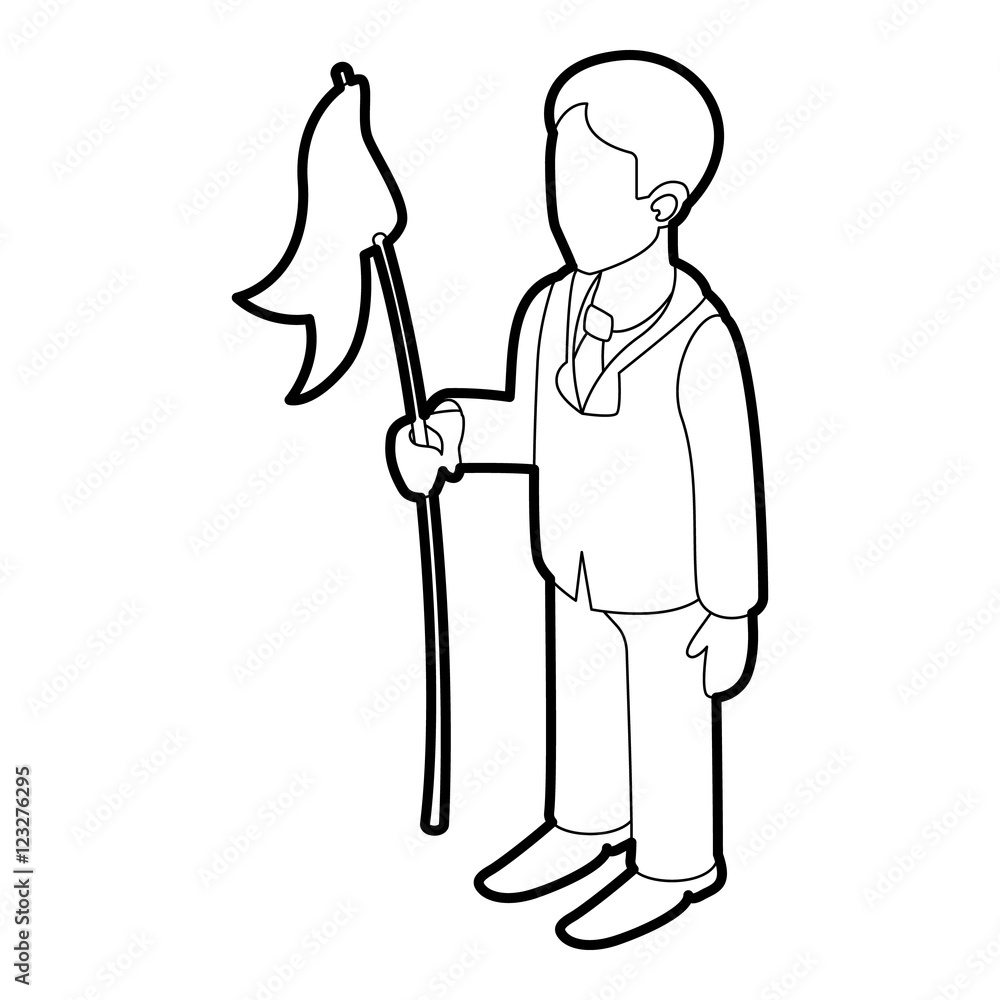 Businessman holding flag icon. Outline illustration of businessman holding flag vector icon for web Businessman holding flag icon. Outline illustration of businessman holding flag vector icon for web