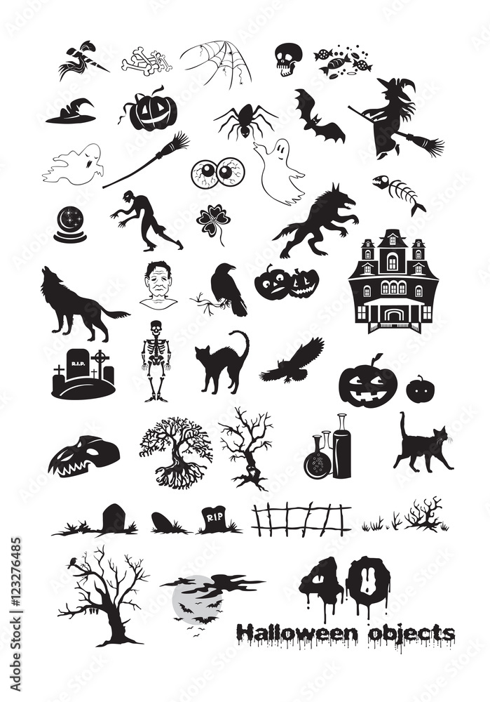 Obraz premium 40 Halloween objects