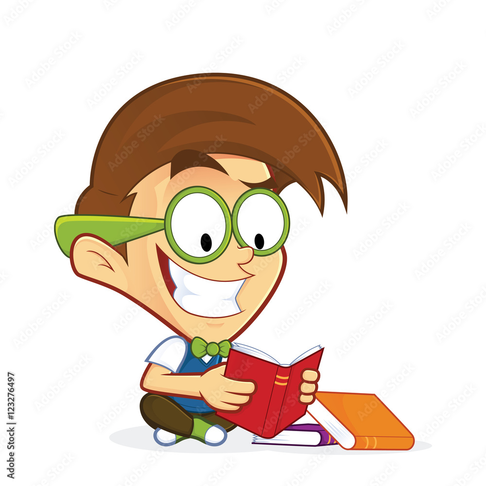 Fototapeta premium Nerd geek reading book