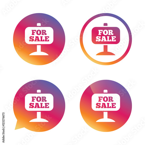 For sale sign icon. Real estate selling.