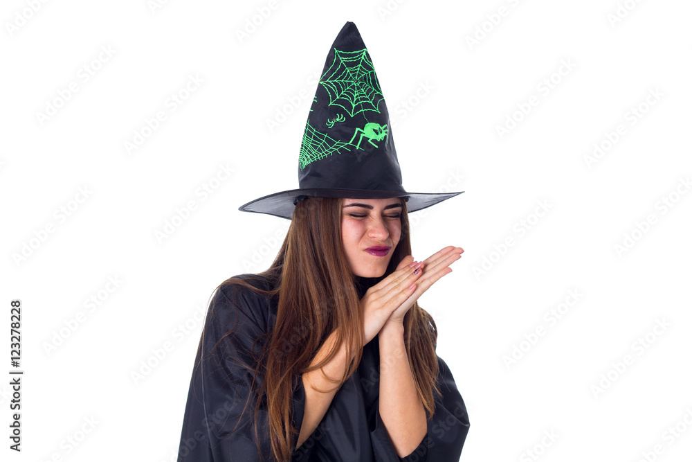 oung woman wearing in costume of the witch oung woman wearing in costume of the witch
