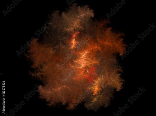 Fractals, abstract outer space flames on a black background.