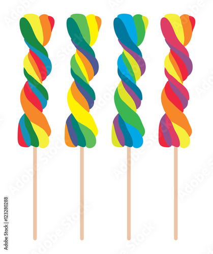 vector set of colorful twisted lollipops