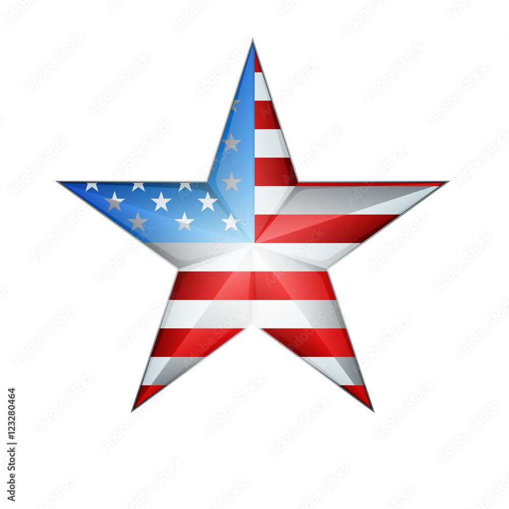 USA Flag Star 3D illustration