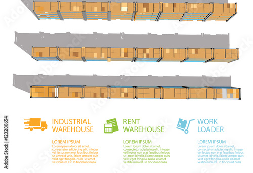 warehouse with info graphics top wiew