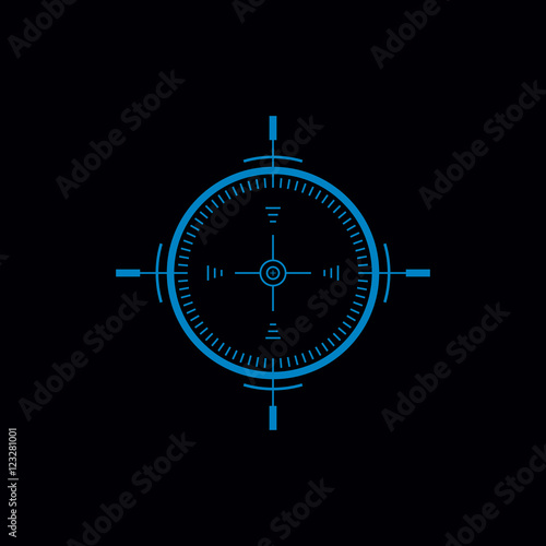 Gun Sight Flat Vector Monochrome