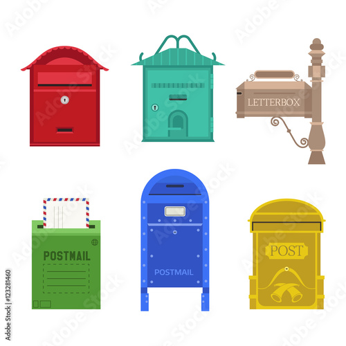 Post mail box vector set.