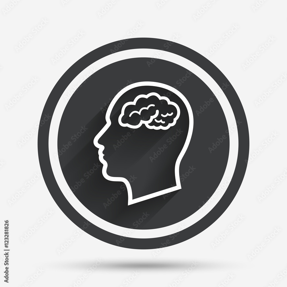 Head with brain sign icon. Male human head. Stock Vector | Adobe Stock