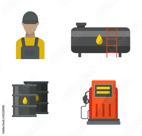 Gas oil station vector set.