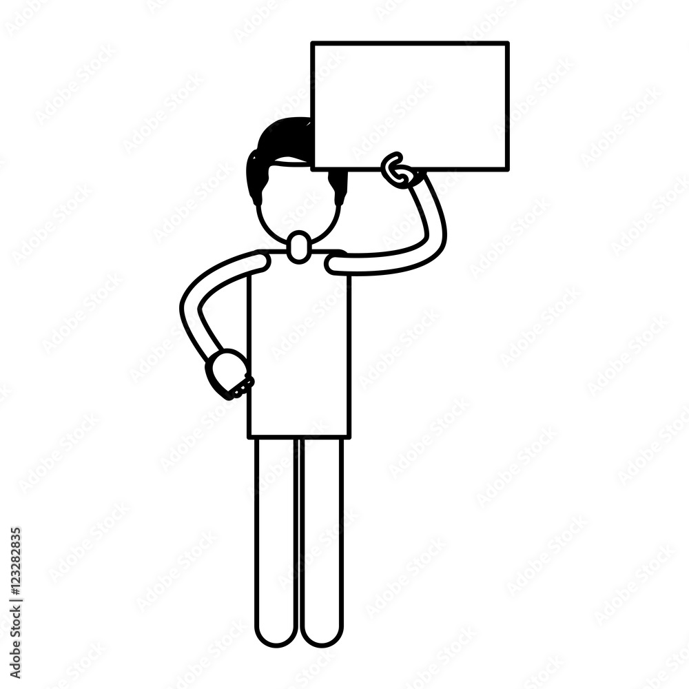 Man with road sign icon. Information guide and message theme. Isolated design. Vector illustration Man with road sign icon. Information guide and message theme. Isolated design. Vector illustration