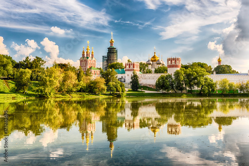 Idillic view of the Novodevichy Convent monastery in Moscow  Rus