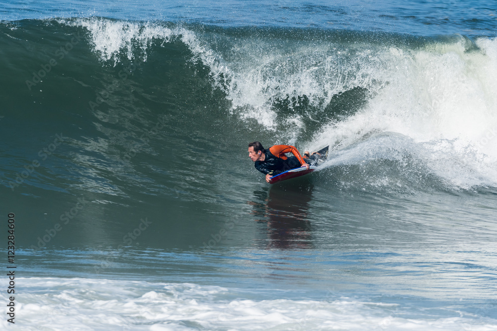 Bodyboarder in action