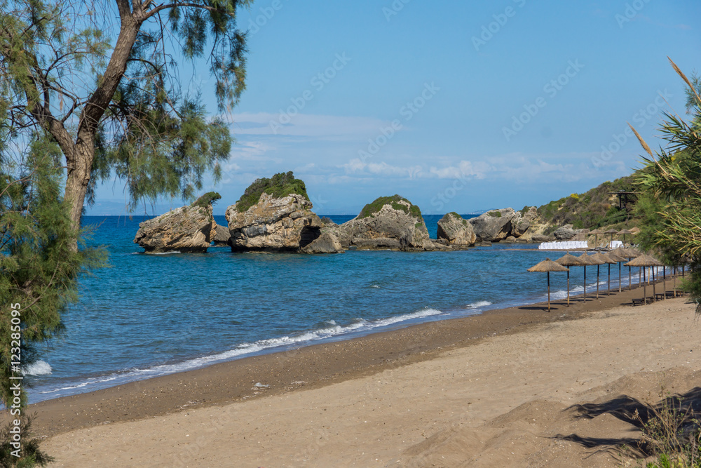 Amazing view of Porto Kaminia beach, Zakynthos island, Greece