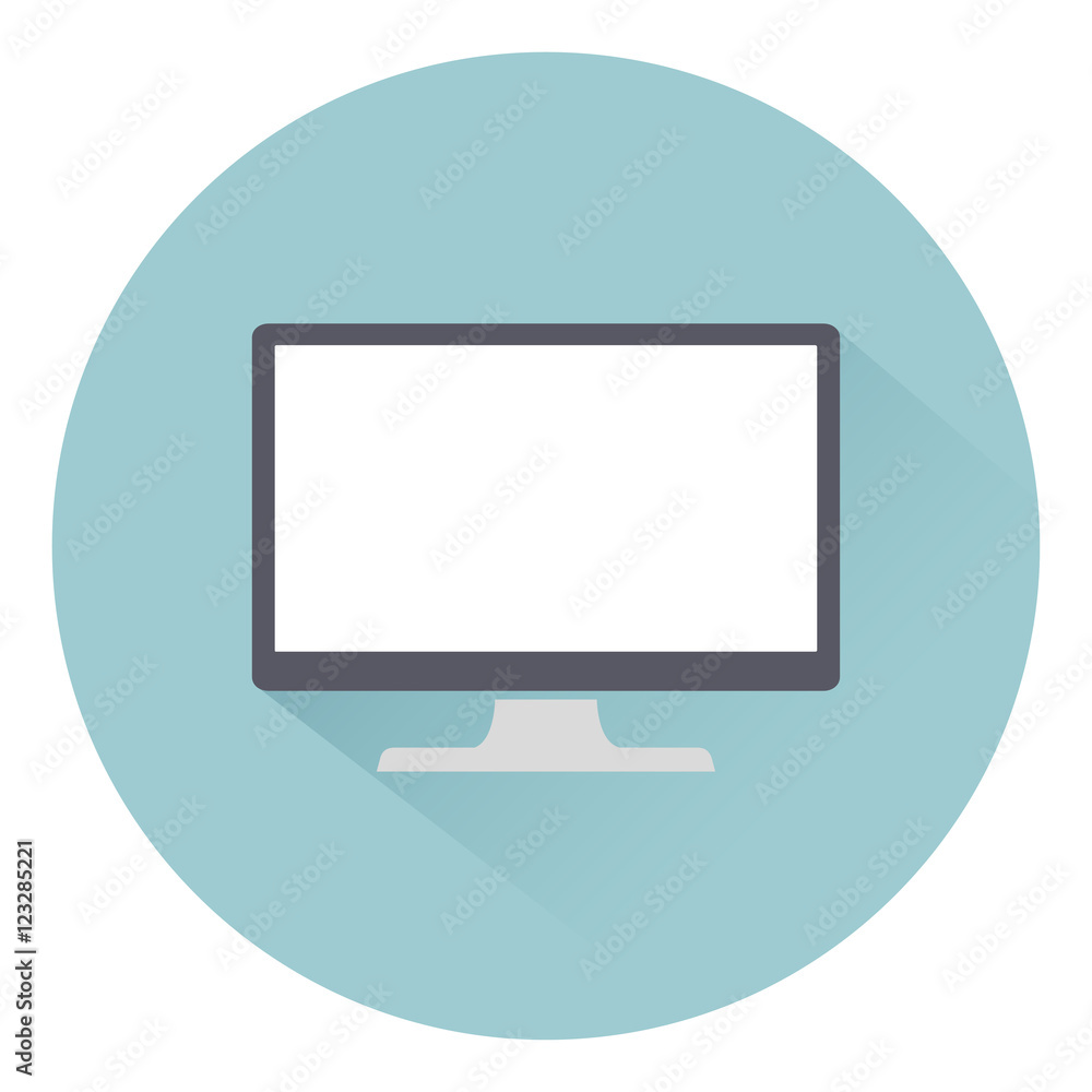 Monitor PC, icon computer screen flat style with shadow isolated on background, vector illustration for web design Monitor PC, icon computer screen flat style with shadow isolated on background, vector illustration for web design