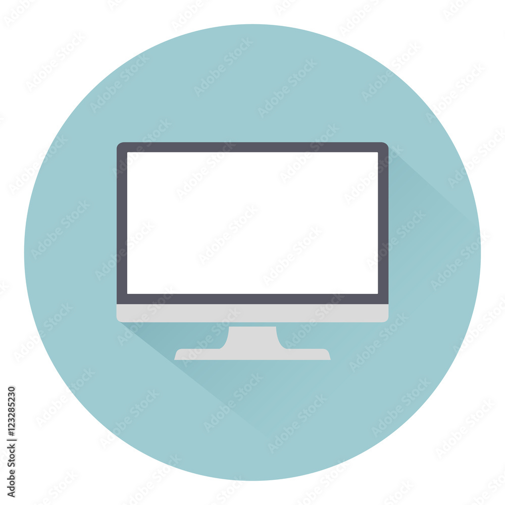 Monitor PC, icon computer screen flat style with shadow isolated on background, vector illustration for web design Monitor PC, icon computer screen flat style with shadow isolated on background, vector illustration for web design