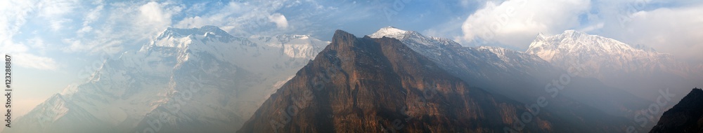 Morning panoramic view of Annapurna range