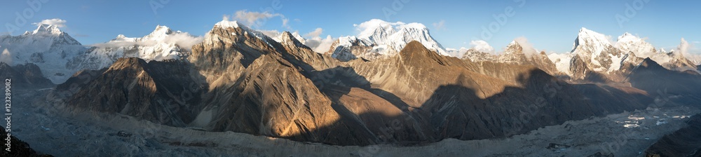 Evening panoramic view of mount Everest