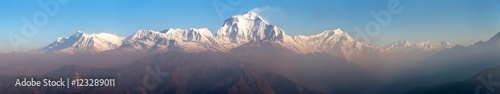 Fototapeta Naklejka Na Ścianę i Meble -  Morning panoramic view of Mount Dhaulagiri
