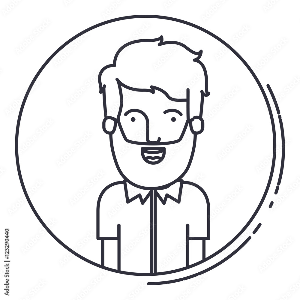 Man cartoon inside circle icon. Avatar people person and human theme. Isolated design. Vector illustration