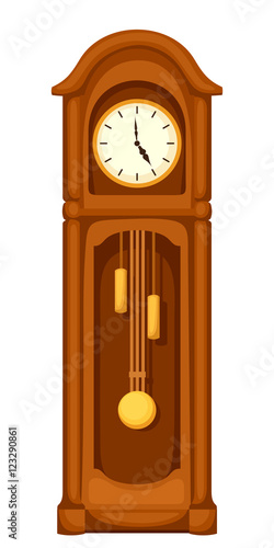 Vector vintage longcase grandfather clock isolated on a white background.