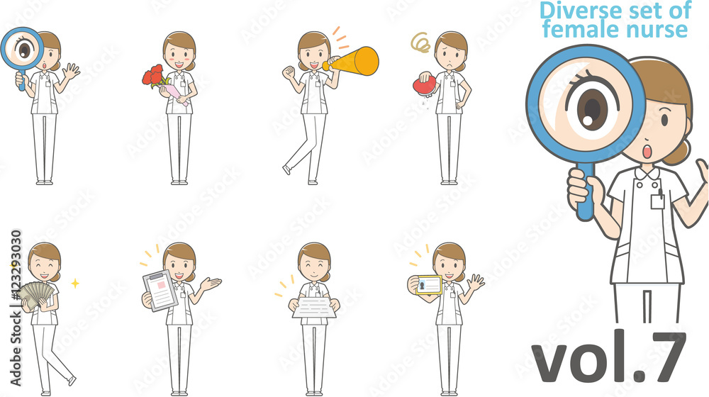 Diverse set of female nurse , EPS10 vector format vol.7 Diverse set of female nurse , EPS10 vector format vol.7