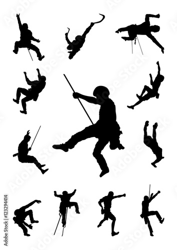Man Climber Climb Extreme Mountain Climbing Pose Silhouette
