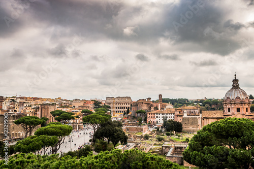 Vu sur la Rome Antique, les marchés de Trajan et le Forum Romain