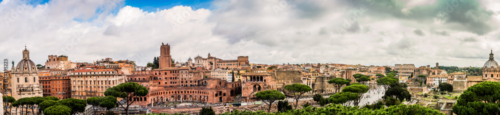 Panorama de la Rome Antique, les marchés de Trajan et le Forum Romain