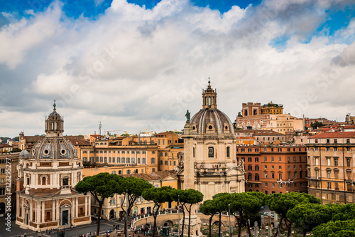 Vu sur la Rome Antique, les marchés de Trajan et le Forum Romain