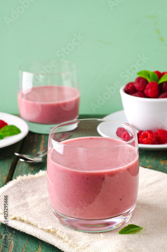 Wallpaper Mural Healthy berry with raspberry, oatmeal and mint in a glass Torontodigital.ca