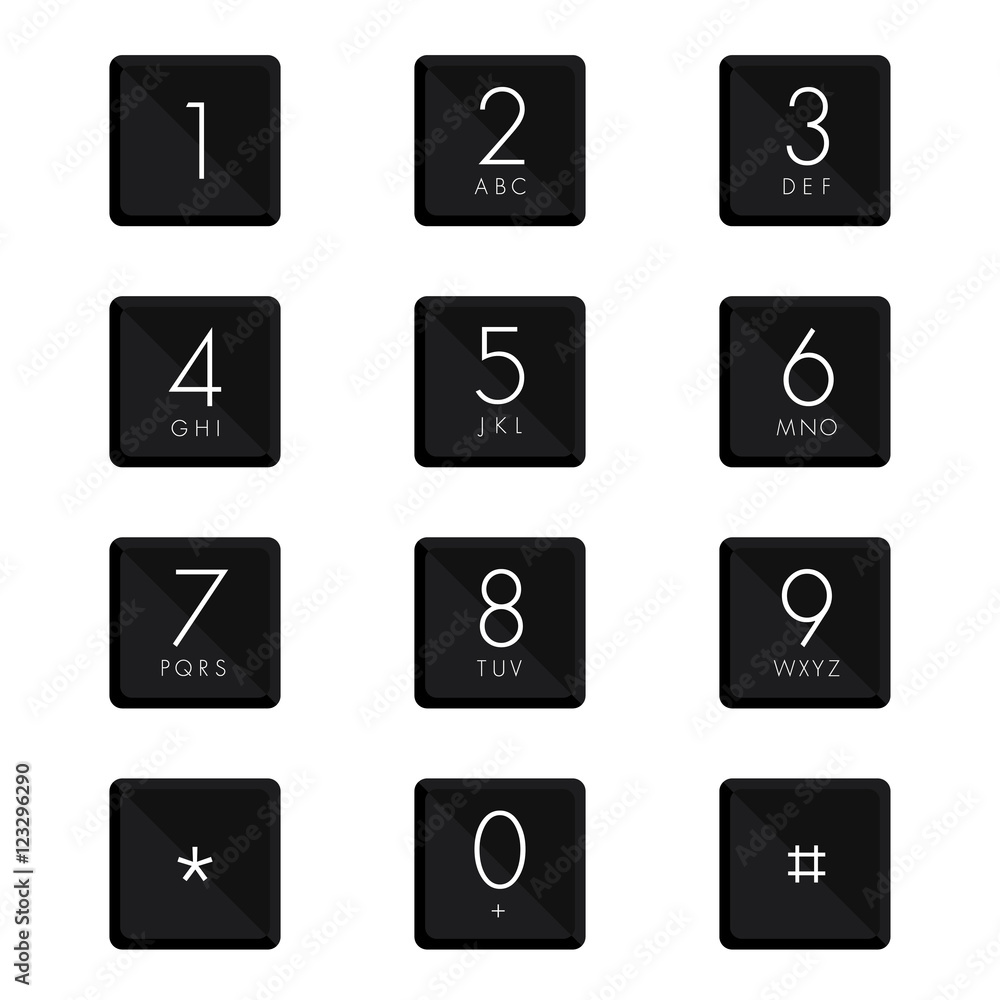 Numeric keypad set design on white background. Numeric keypad set design on white background.