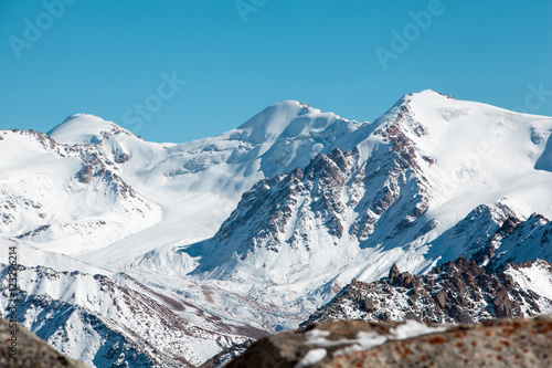 Trans-Ili Alatau mountains. Top view from Big Almaty peak. photo
