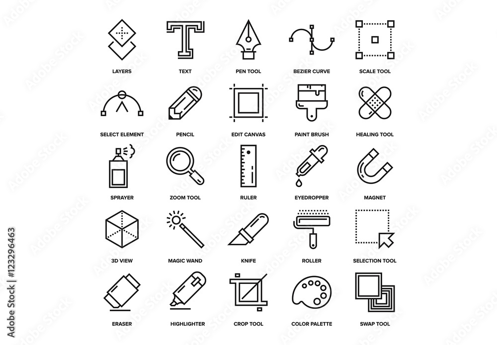 Design Tools Icons Set Stock Template Adobe Stock