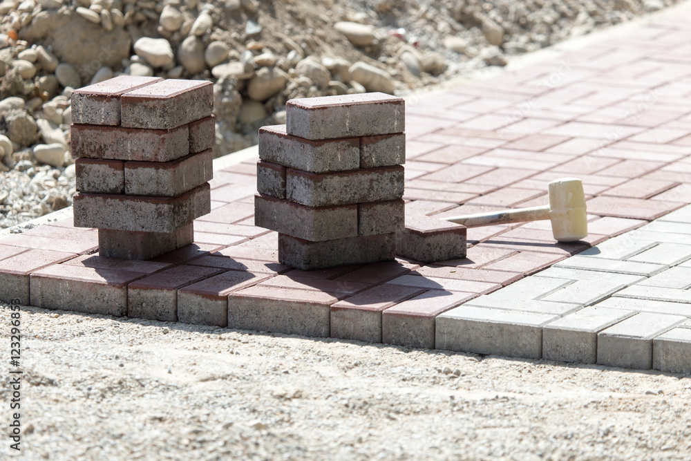 paving slabs at the construction site paving slabs at the construction site