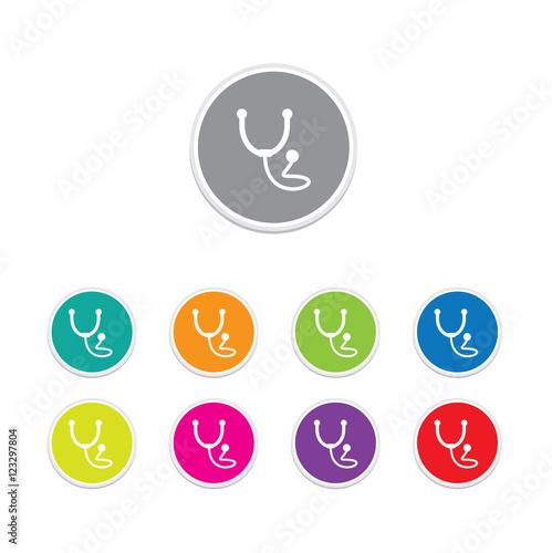 Obraz na płótnie Vector - stethoscope sign button. Round stickers. w salonie