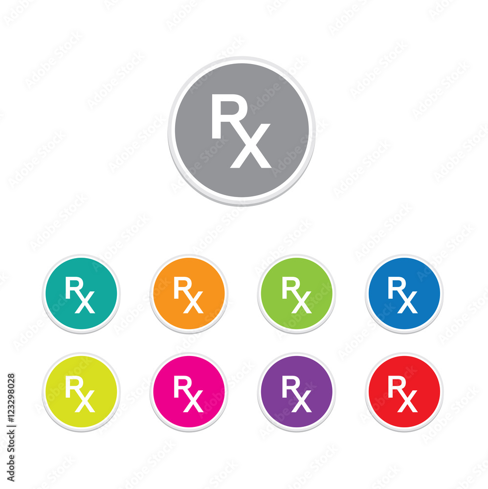Vector - Rx medical sign button. Round stickers. Vector - Rx medical sign button. Round stickers.