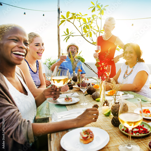 Photography Beach Cheers Celebration Friendship Summer Fun Dinner Concept