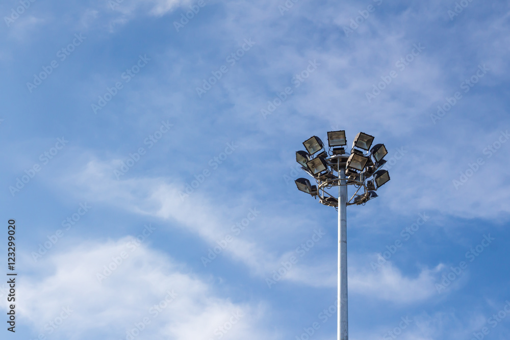 Spotlight and the sky. Spotlight and the sky.