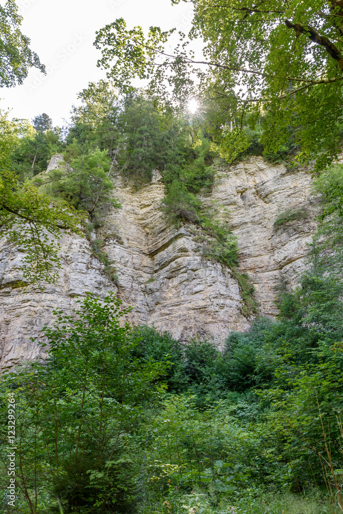 Wutach Gorge with river and waterfalls - Walking in beautiful landscape of the blackforest, Germany Wutach Gorge with river and waterfalls - Walking in beautiful landscape of the blackforest, Germany
