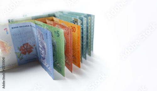 Malaysian ringgit currency on white background photo