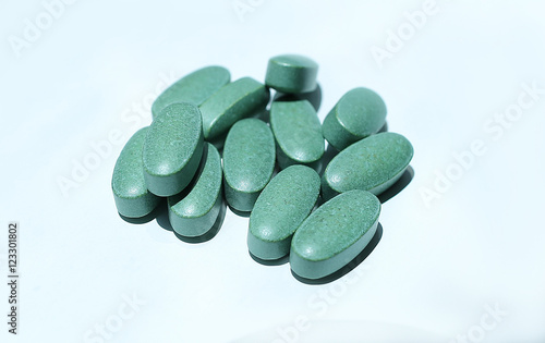 Pills on a white background