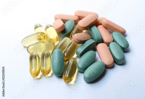 Pills on a white background