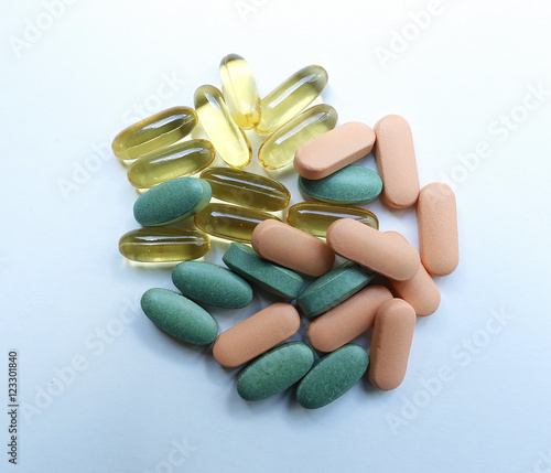 Pills on a white background