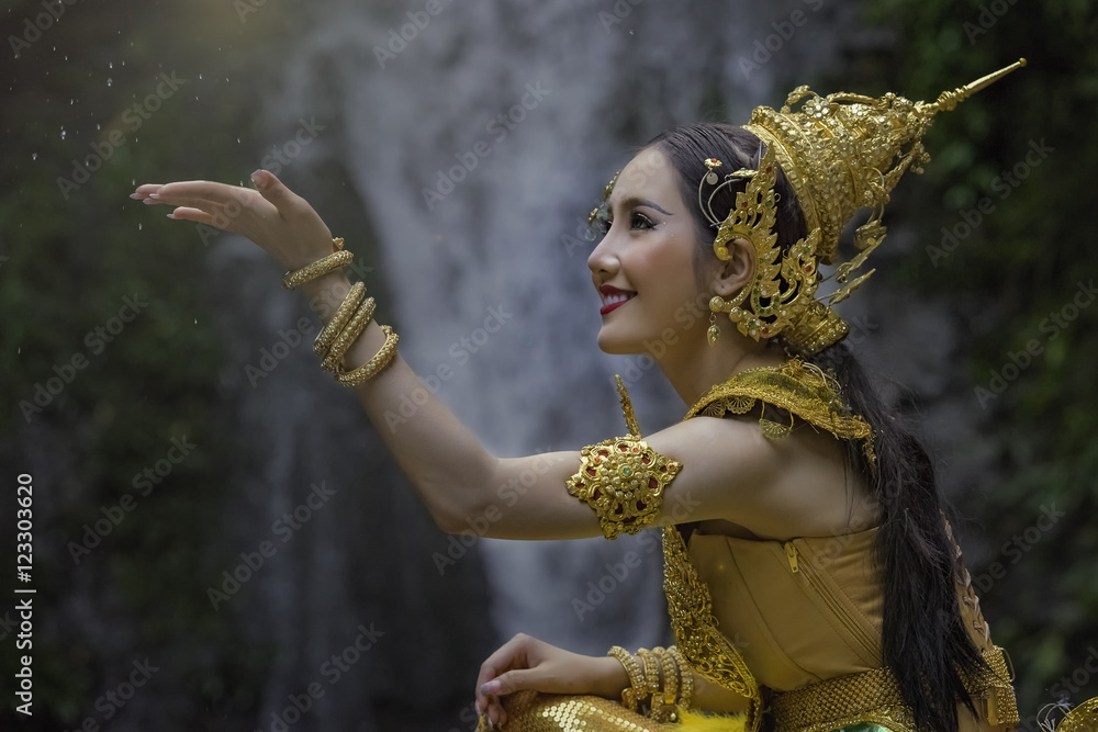 Beautiful Thai girl in Thai traditional costume.in Thailand. Stock Photo |  Adobe Stock