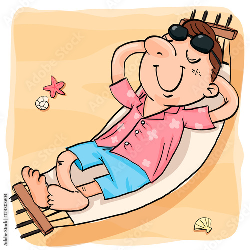 man relaxing in the hammock on the beach