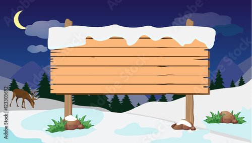 signboard and winter scene