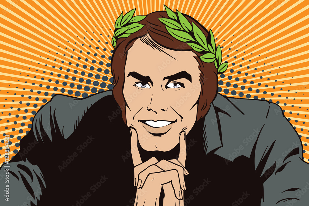 Presentation template. Successful man in a laurel wreath. Presentation template. Successful man in a laurel wreath.