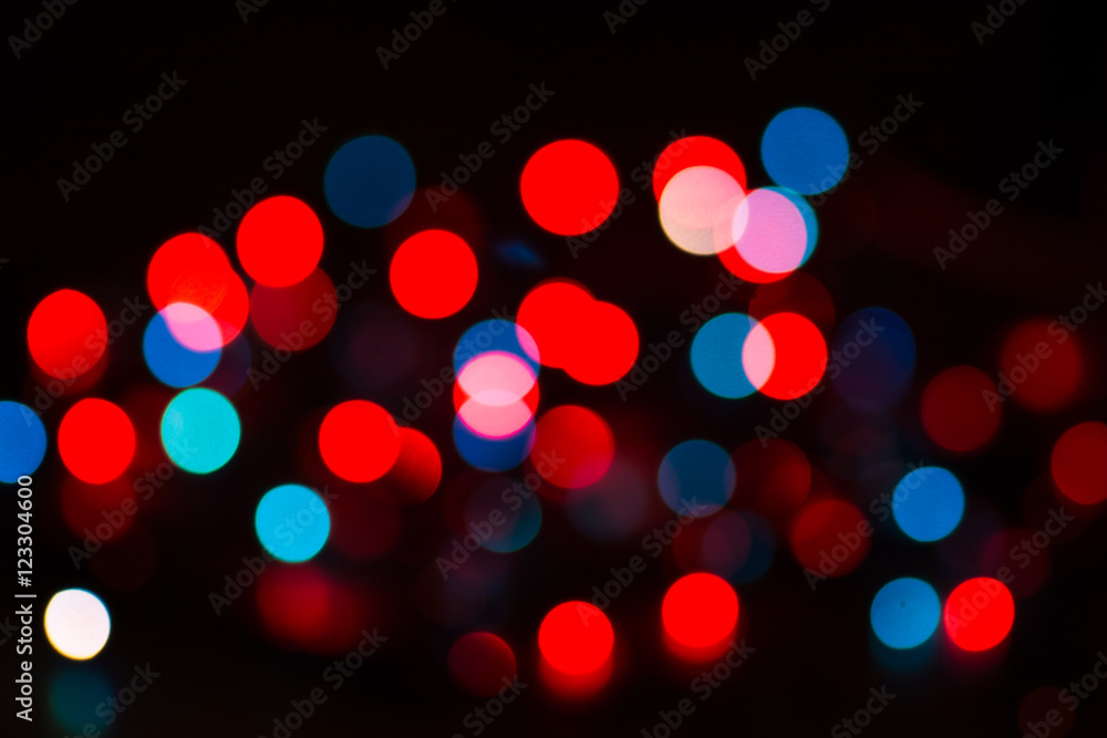 Abstract bokeh blue and red, round shape