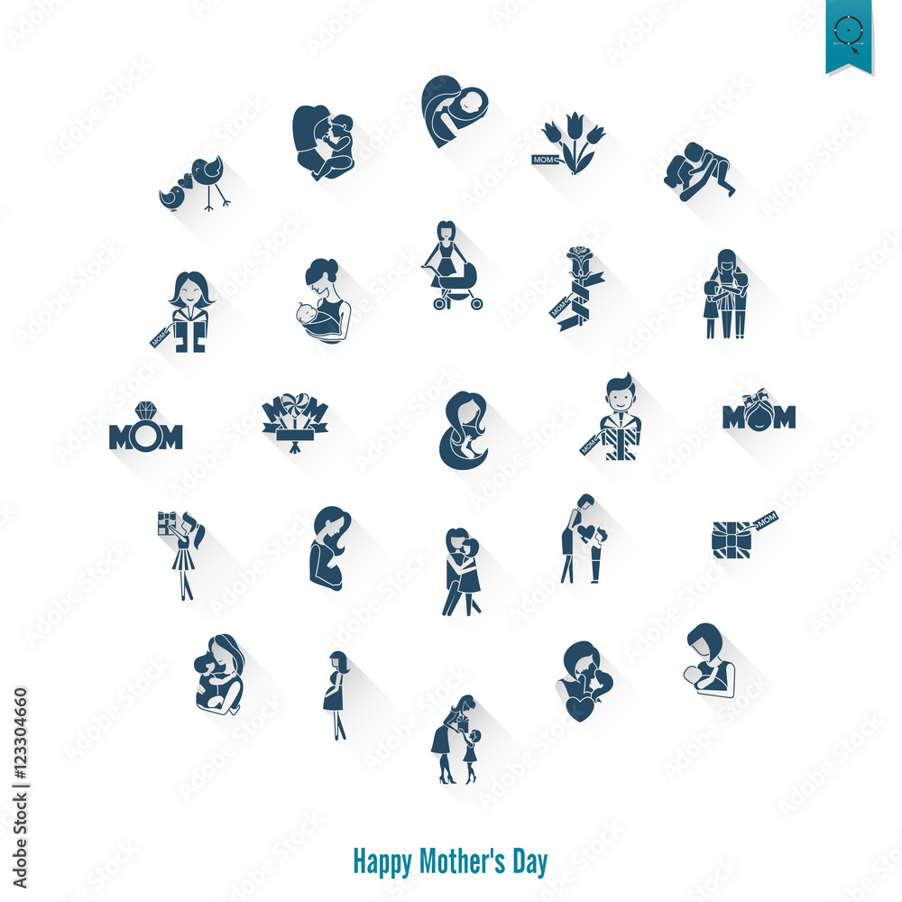 Fototapeta premium Happy Mothers Day Icons